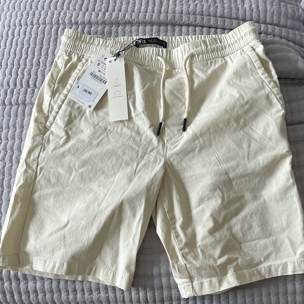 NWT Zara Men's Light Cream Athletic Shorts